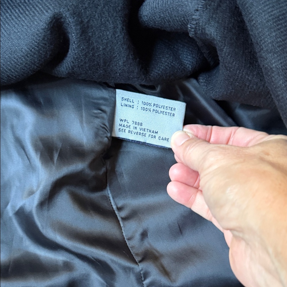 Anne Klein Trench Coat Lined Doube Breasted Belted Black Size S Classic - Picture 10 of 14